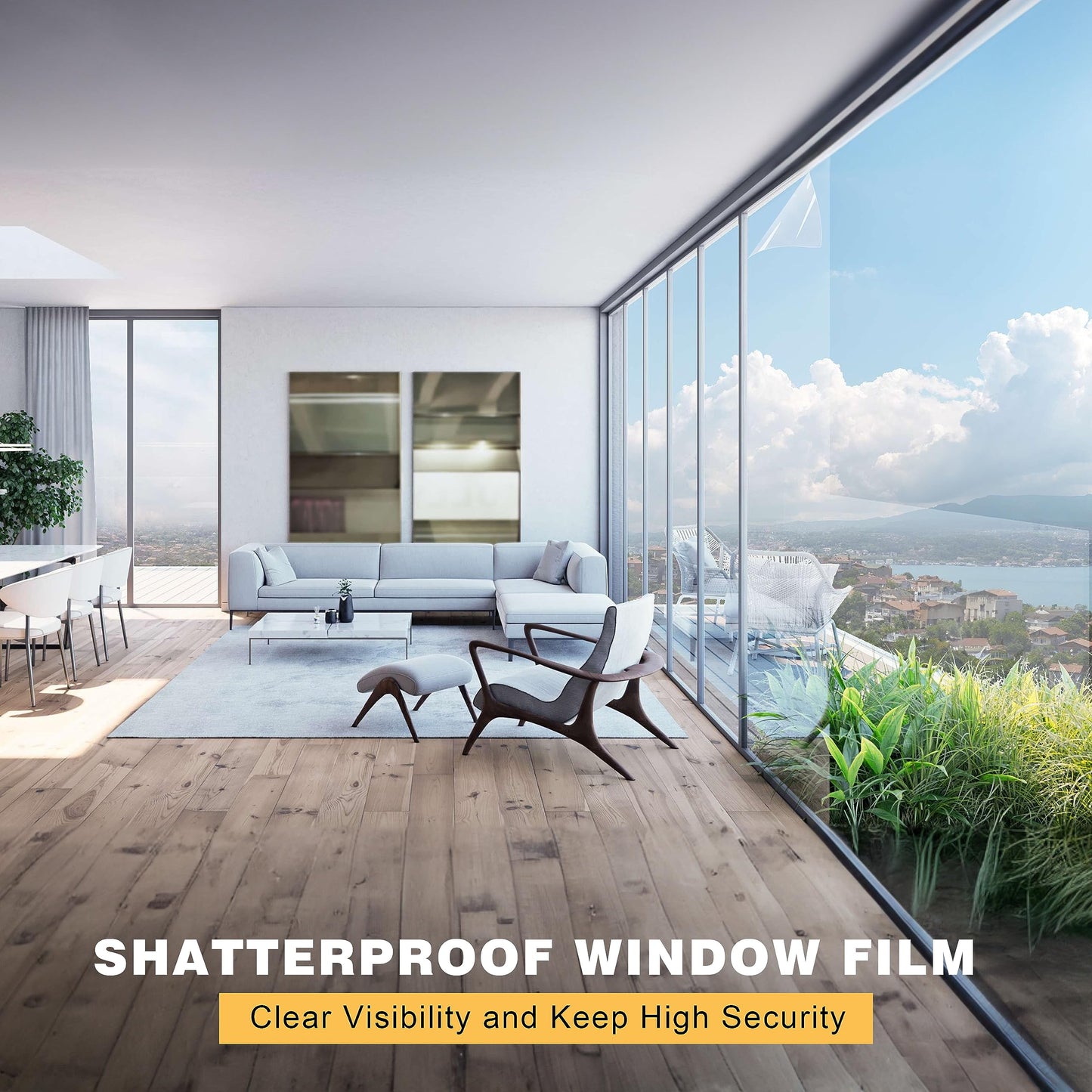 4Mil Security Window Film, Shatterproof Film, Transparent Self-Adhesive Security Window Film, Anti Shatter Tempered Glass Film, Glass Protective Window Film for Home/Office