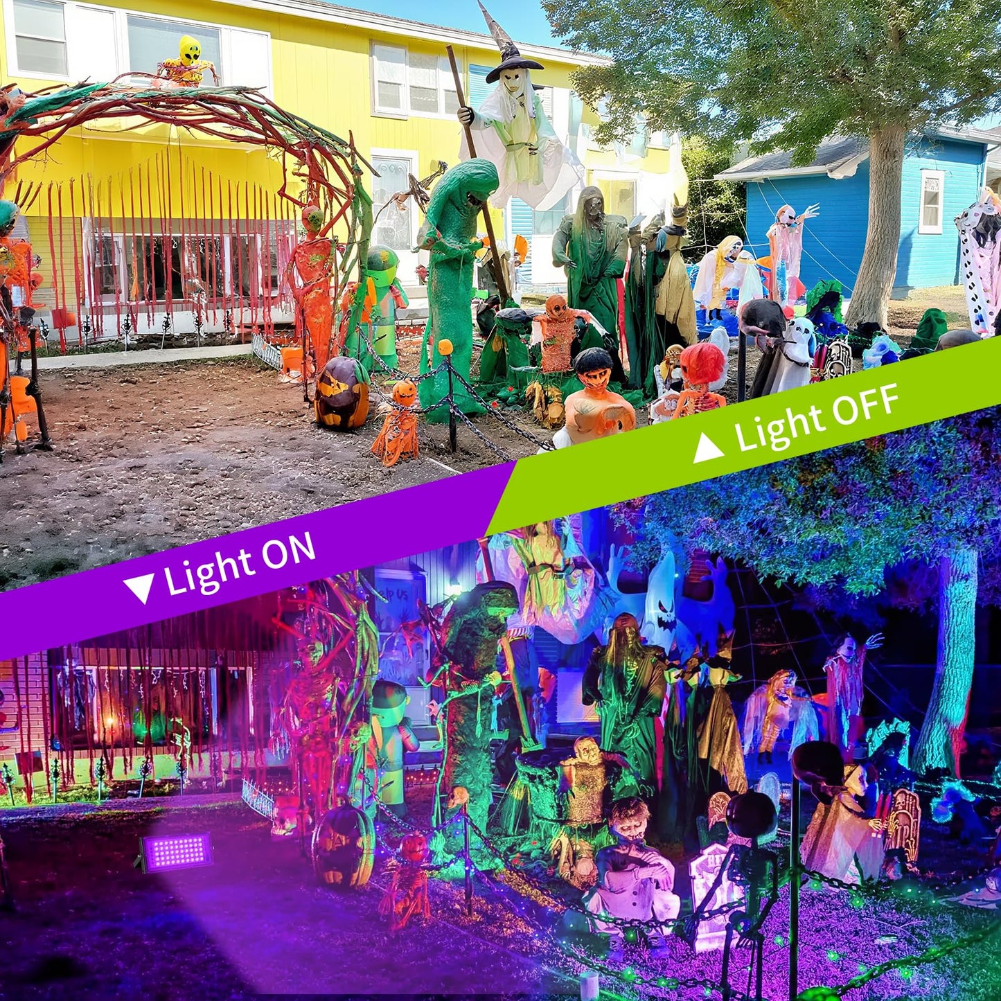 50W Black Lights with Switch+Plug, IP66 Waterproof, LED Blacklight Flood Light for Glow Party, Halloween, Bedroom, Fluorescent Poster, Body Paint, 2 Pack