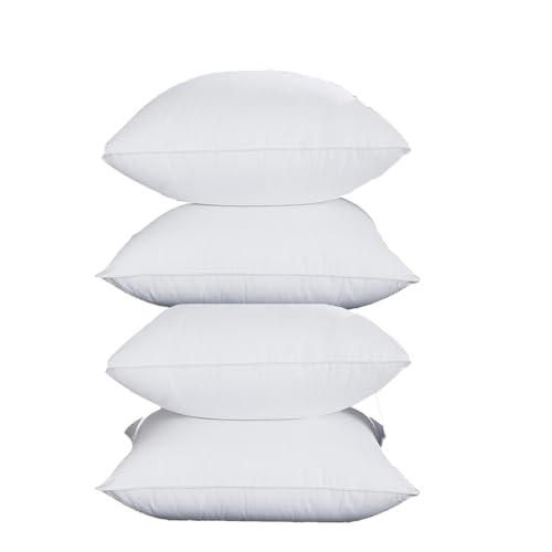 4 pcs Throw Pillow Inserts Pack of 4, Decorative Modern Cushion, White Pillow Inserts, Soft and Breathable, Non-Woven Pillow Insert, for Living Room Couch Bed Sofa, 19 x 19 in