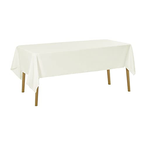 6 Pack Ivory Tablecloth 60 x 102 Inch Table Cloth for 6 Foot Rectangle Tables, Wrinkle Resistant Washable Polyester Fabric Table Covers for Party, Wedding,Dining,and Banquet