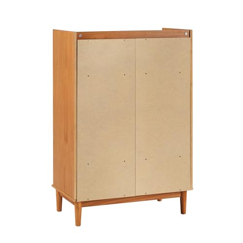 Walker Edison Blythe Mid-Century Modern Tray-Top Solid Wood 6-Drawer Dresser, 30 Inch, Caramel-T