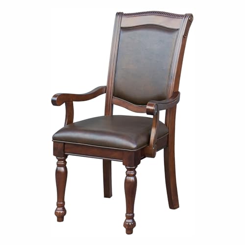 WoodHW Set of 2pc Traditional Style Dining Armchairs,Upholstered Seat Dark Brown Finish Wooden Dining Chairs