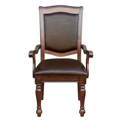 WoodHW Set of 2pc Traditional Style Dining Armchairs,Upholstered Seat Dark Brown Finish Wooden Dining Chairs