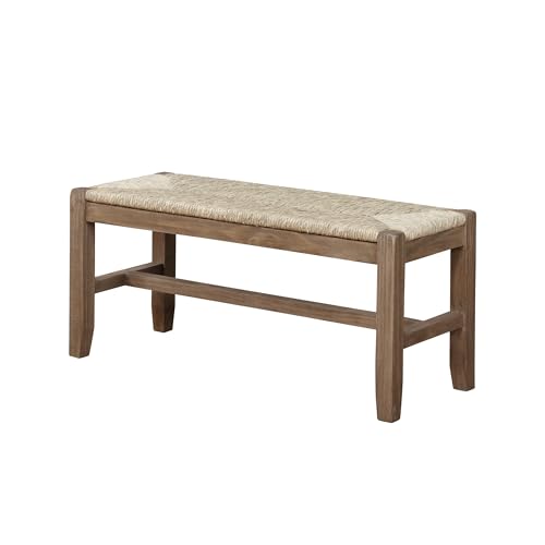 Alaterre Furniture Newport 40" Wood Bench with Rush Seat