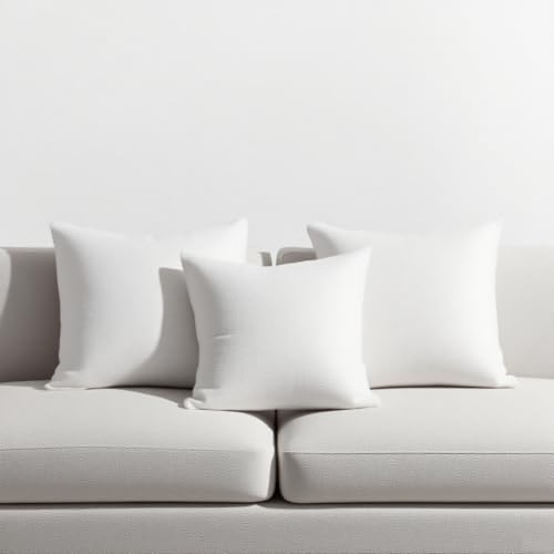 20x20 Inch Throw Pillow Inserts Set of 3 - Breathable Cotton Filled Decorative Couch Pillows for Sofa, Bed & Home Decor (3, 20x20in)