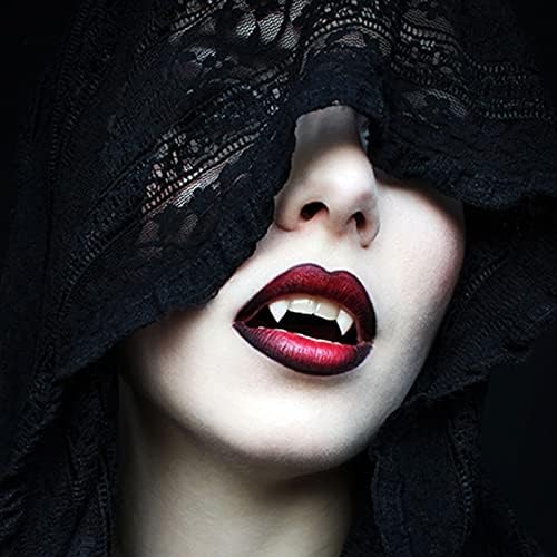 24 Pairs Vampire Teeth for Cosplay-4 Size Fake Fangs with 6 Tube Solid Adhesive for Halloween Props, Anime Party Dress Up Costume Masquerade Accessory Gift for Christmas Party