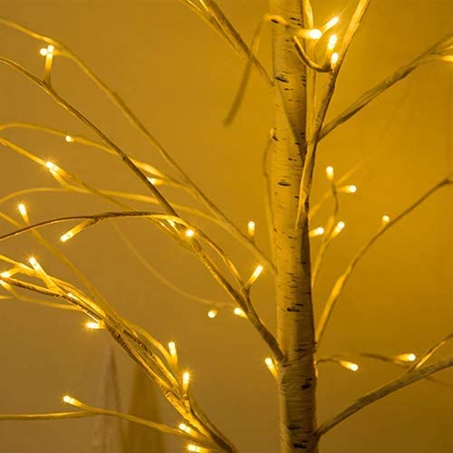 6Feet Birch Tree with Lights - 8 Modes Dimmable Fairy Lights with Remote 160 LEDs Warm White Wedding Festival Party Christmas Decorations for Home, Plug and Base Included