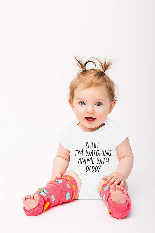 Viuluti I'm Watching Anime With Daddy Baby Romper - Funny Cute Infant Creeper One-piece Bodysuit for Dad and Baby