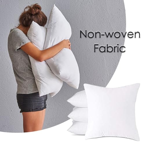4 pcs Throw Pillow Inserts Pack of 4, Decorative Modern Cushion, White Pillow Inserts, Soft and Breathable, Non-Woven Pillow Insert, for Living Room Couch Bed Sofa, 19 x 19 in