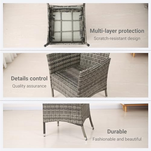 4-Piece Balcony Furniture Set, Outdoor Wicker Furniture with Coffee Table, Modern Wicker Chair Guest Set, Outdoor Seating, Highly Weather-Resistant, Suitable for Balconies, Gardens, and lawns.