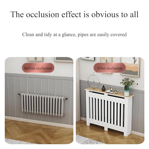 White Modern Wall Cabinet, Modern Radiator Cover, Vertical Slatted Grill Cabinet Shelf, Radiator Cover Heating Forcert for Office, Living Room, Bedroom, Hallway (50 * 60 * 20cm/19.7 * 23.6 * 7.9in)