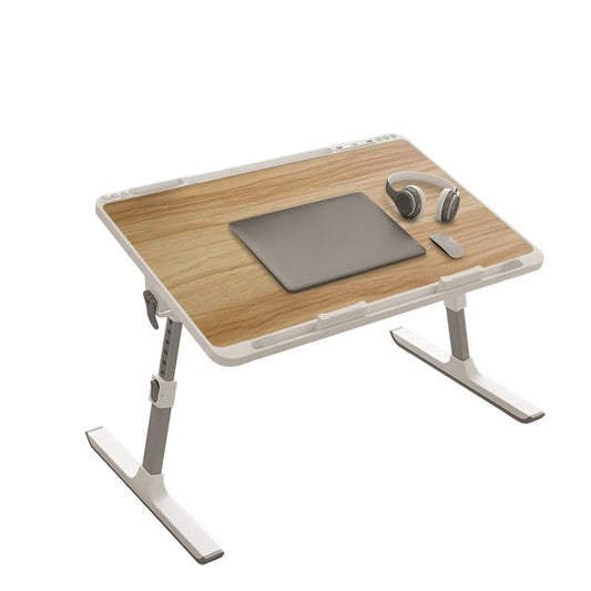 Woodgrain Foldable Laptop Desk Wide Area XX-Large 27.6X17.7In, 8 Heights& Angles Adjustable Bed Table, Study Tray Laptop Stand for Bed, Couch Sofa with 2 Stoppers