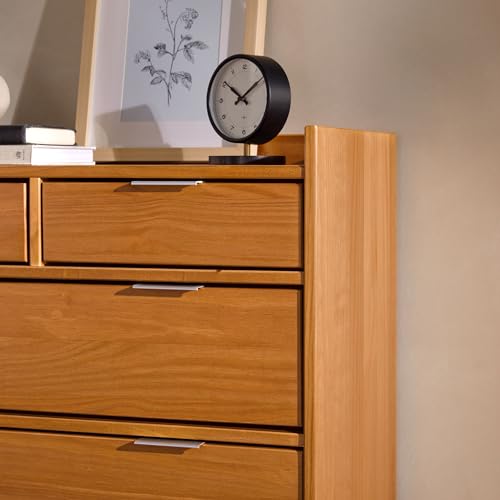 Walker Edison Blythe Mid-Century Modern Tray-Top Solid Wood 6-Drawer Dresser, 30 Inch, Caramel-T
