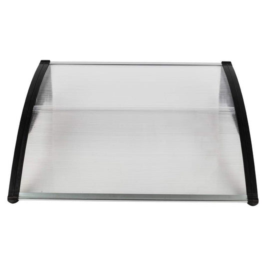 Window Awning Outdoor Polycarbonate Hollow Sheetfor Doors Polycarbonate Cover Patio Door Awning Rain Snow Sunlight(Silver Canopy + Black Bracket, 40" x 40")