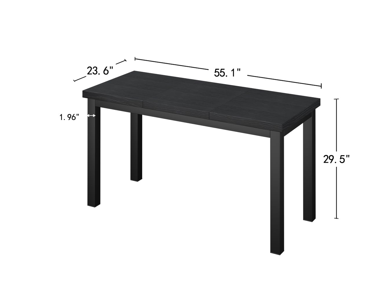 Woodalloy 55.1 Inch Small Computer Desk, Home Office Desk, Modern Table for 2 Person Kids Student Gaming Computer Desk, Simple Office Table for Work,Craft,Writing,Studying, Etc., Black.