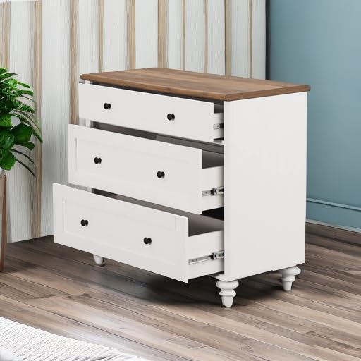 WAMPAT Dresser for Bedroom with 6 Drawers, White Dressers with Wide Chest of Drawers, Mid Century Modern Wooden Closet Storage Organizer, Large Kids Dressers for Living Room, Nursery, Hallway