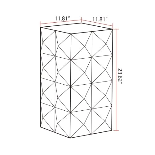 23.62" Modern Boho Side Table, Wooden Three-Dimensional Relief Coffee Table for Apartment bedrooms and Offices Black