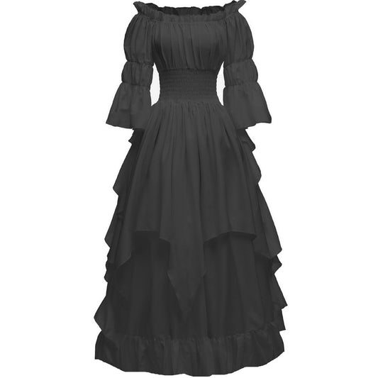 Abaowedding Women's Gothic Witch Dress Medieval Renaissance Costume Victorian Dress Black Small/Medium