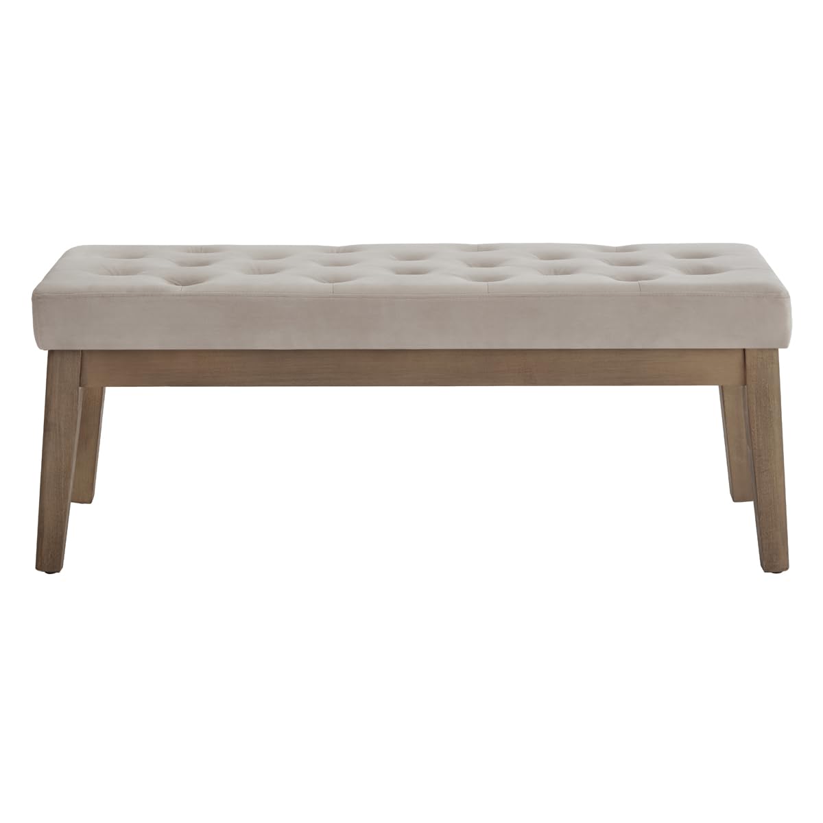 24KF Velvet Upholstered Buttons Tufted Entryway Bench with Solid Wood Leg,Bed Bench Ottoman with Padded Seat,5034-Taupe