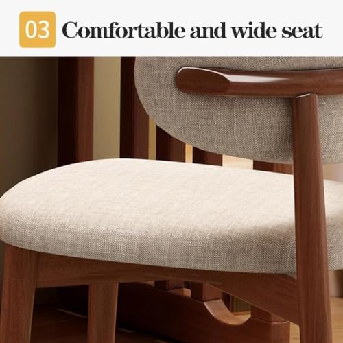 WIGSELBL Wooden Dining Chairs Upholstered Kitchen Side Chairs Farmhouse Dining Room Chair with Curved Back,Mid-Century Modern Dining Chairs with Cushioned Seat(Style-3)