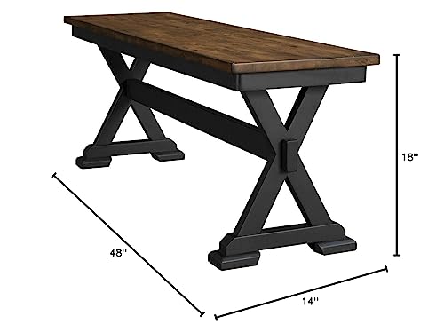A-America Stone Creek Transitional Solid Wood Dining Bench in Chickory and Black