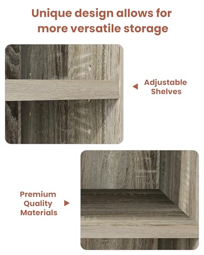 VPSMAT 3-Shelf Bookcase, Small Bookshelf with Storage, Wood Display Shelves for Bedroom, Living Room, Home Office, Grey