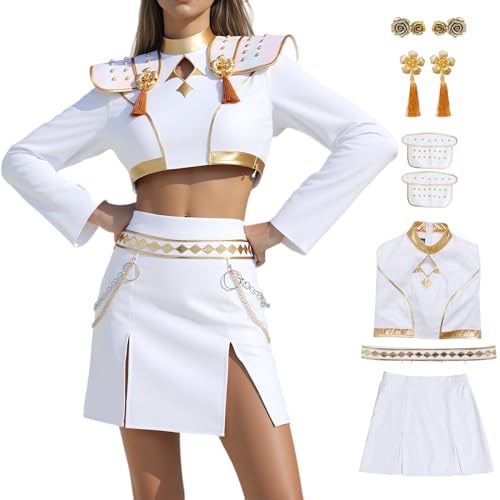 Women’s White Uniforms Costume Luxury Style Final Stage Performance Fine Outfits Halloween Cosplay Full Sets