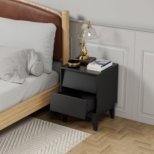 2 Set Nightstands Features Vintage-Style and Bevel Design, Made of MDF, Mid Century Modern Nightstand, Night Stand for Bedroom,Bedroom Furniture