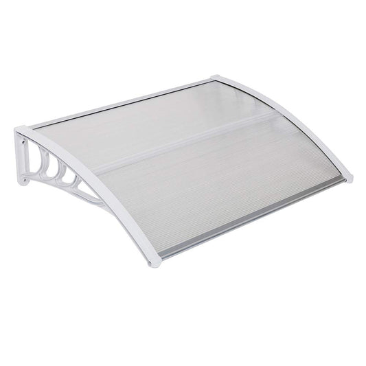 Window Awning Door Canopy, Modern Polycarbonate Front Door Canopy, Patio Awning Canopy Window Door Cover for Rain Snow Sunlight Protection Hollow Sheet (40" x 32", Clear Canopy/White Bracket)