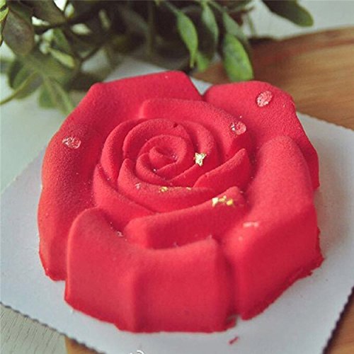 11'' Big Rose Flower Silicone Baking Mold, FantasyDay Anniversary Birthday Tray-Wedding Festival Party Silicone Cake Mold for Muffins Brownie Cornbread Candy Chocolates Butter Fondant Soap Gummy Bread