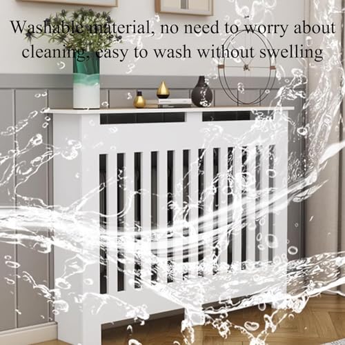 White Modern Wall Cabinet, Modern Radiator Cover, Vertical Slatted Grill Cabinet Shelf, Radiator Cover Heating Forcert for Office, Living Room, Bedroom, Hallway (50 * 60 * 20cm/19.7 * 23.6 * 7.9in)
