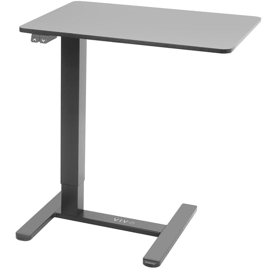 VIVO Electric 28 x 20 inch Overbed Table, Mobile Bedside Table, Height Adjustable Couch Desk, Black, CART-E1TB