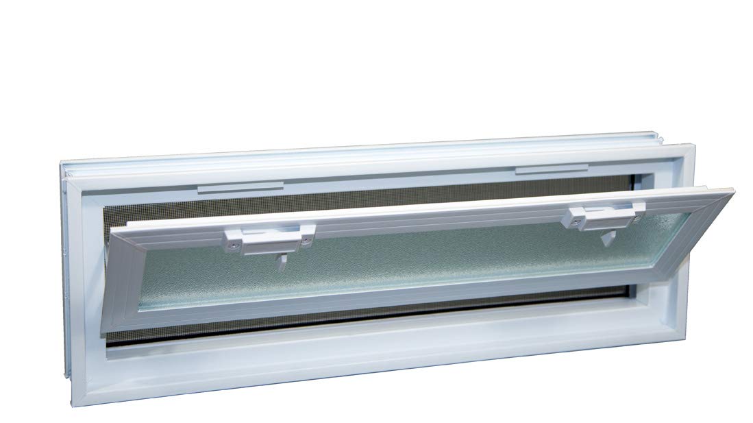 2408 Hopper Vent Window for Glass Blocks, Sheds, Cabins, Tiny Homes, Garages