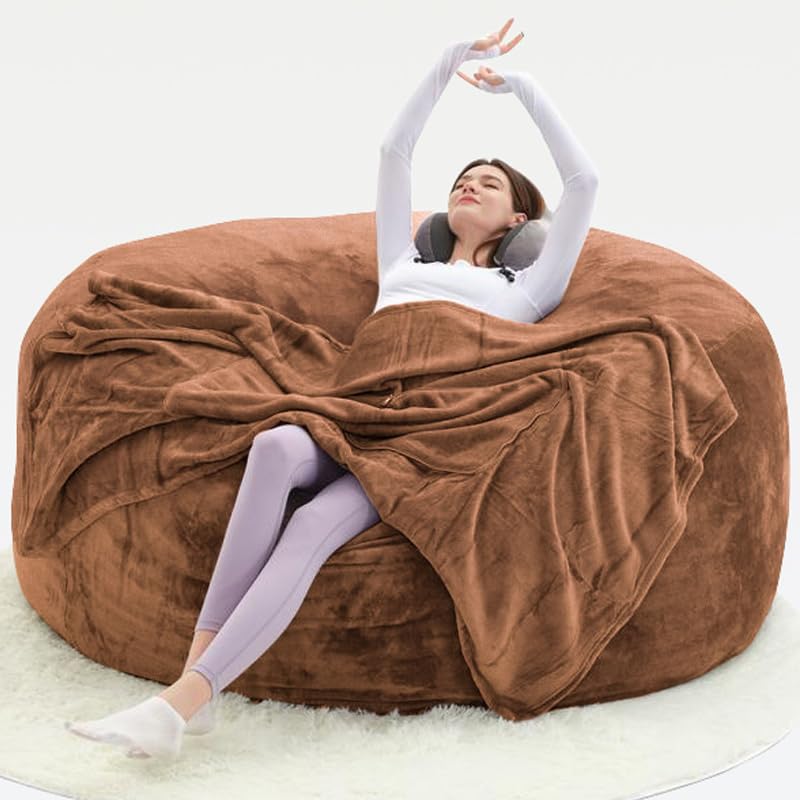 5FT,Big Bean Bag Chairs for Adults，Bag with Filler Included，Comfortable and Soft Plush ，Memory Foam Bean Bag,Oversized Bean Bag,Read Chair Suitable for Living Room and Bedroom (Black, 5 Foot)