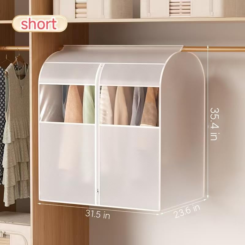 47" Transparent Visual Three-dimensional Dust-proof Cover: Waterproof and Dust-proof Clothes Storage Cover for Down Jackets in Wardrobes, with Zippers for Suit Covers.
