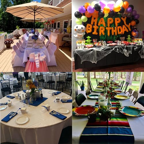 6 Pack Ivory Tablecloth 60 x 102 Inch Table Cloth for 6 Foot Rectangle Tables, Wrinkle Resistant Washable Polyester Fabric Table Covers for Party, Wedding,Dining,and Banquet
