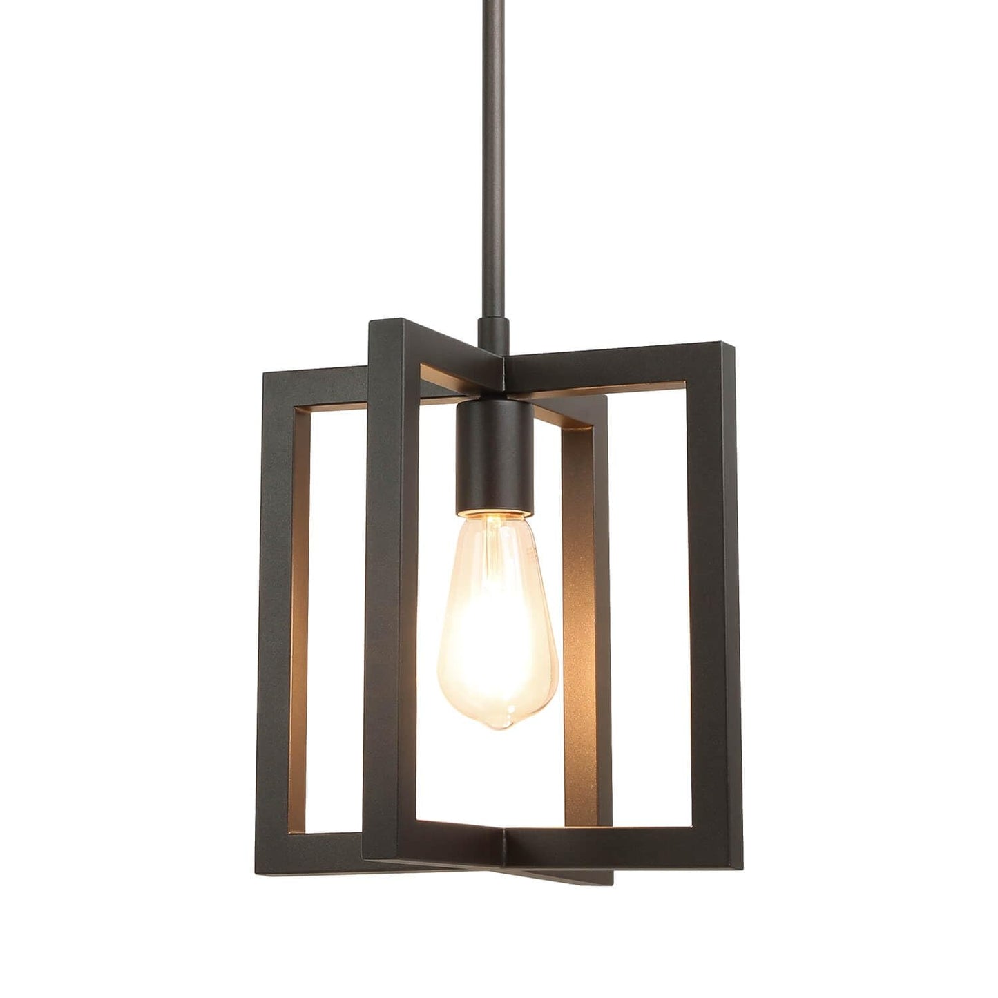 XiNBEi Lighting Cage Pendant Light, 1-Light Farmhouse Kitchen Island Hanging Light Fixture, Dark Bronze Adjustable Pendant Lighting for Dining Room Bedroom Hallway Entryway XB-P339-DB