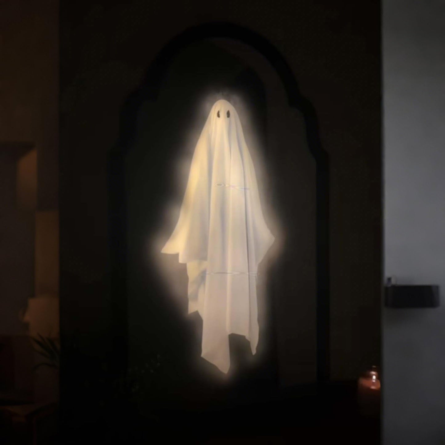 2025 Novelty Ghost Mirror with Creepy Eyes Ghost Halloween Ghostmirror Eerie Haunted House Apparition Indoor DIY Ghost Mirror for Halloween Decor (Frame B)