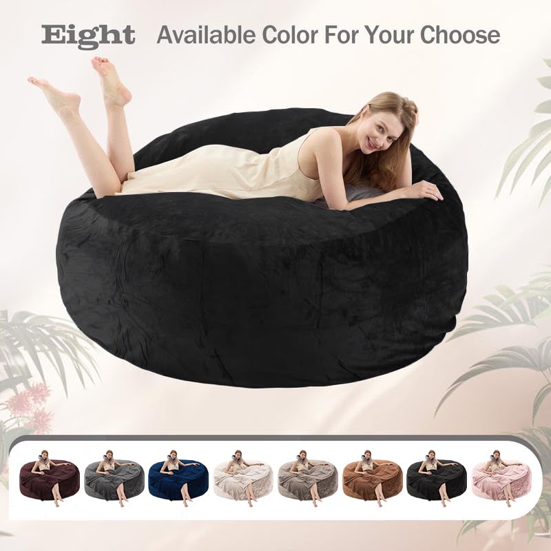 6FT Bean Bag Chairs for Adults，beanbag Chair with Filler，Memory Foam Chair，Extra Large Bean Bag，Leisure Reading Chair Suitable for Living Room, Bedroom and Dormitory. (Black, 6FT)