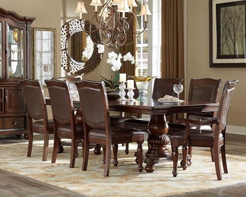 WoodHW Set of 2pc Traditional Style Dining Armchairs,Upholstered Seat Dark Brown Finish Wooden Dining Chairs