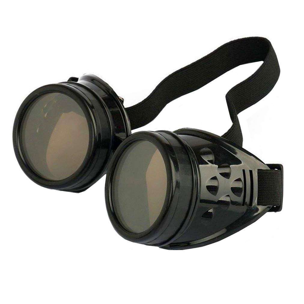 WEICHUAN Vintage Steampunk Goggles Mad Scientist Goggles Cosplay Punk Glasses for Adult, Women, Men Halloween Costume(Black)