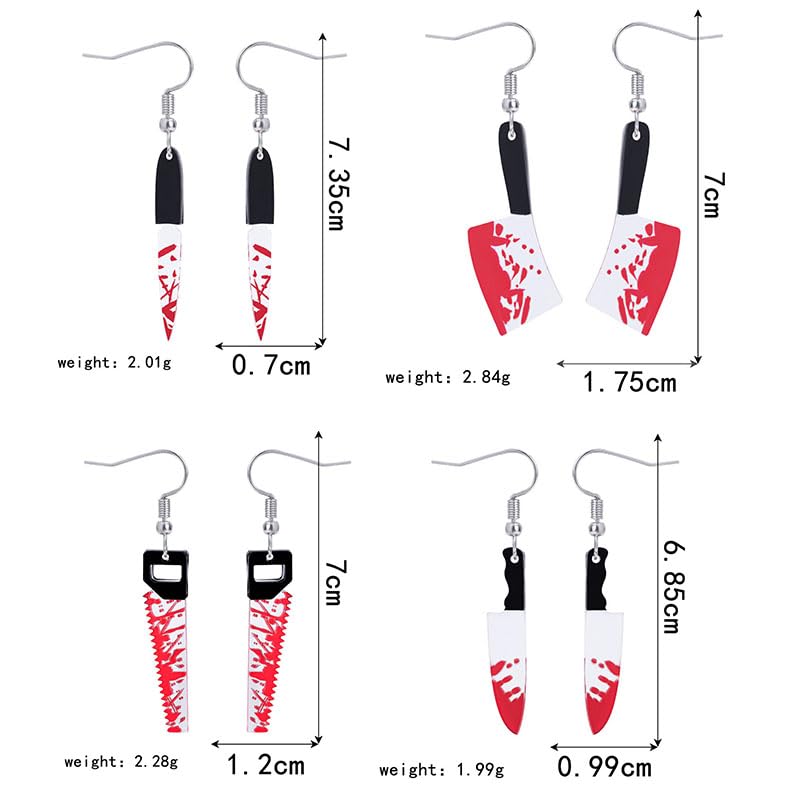 6 Pairs Halloween Knife Drop Dangle Earrings Sets for Women Acrylic Knife Earrings Halloween Horror Earrings Goth Knife Dagger Earrings Halloween Holiday Party Decor (6 Pairs Knife)