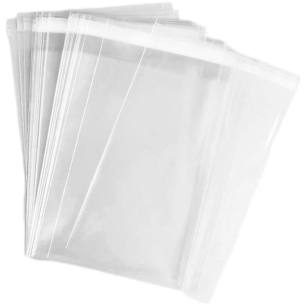 100 pcs Clear 7" x 10" Self Seal Cello Cellophane Bags Resealable Poly Bags 2.8 mils for Cookie, Candy, Gift Bakery, Prints, Photos, Cards , Party