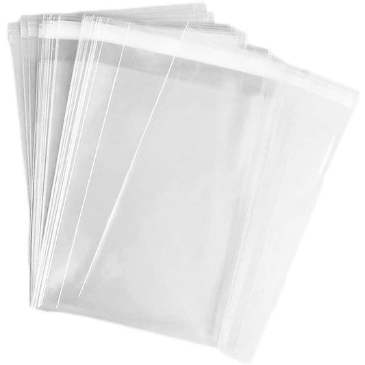 100 pcs Clear 7" x 10" Self Seal Cello Cellophane Bags Resealable Poly Bags 2.8 mils for Cookie, Candy, Gift Bakery, Prints, Photos, Cards , Party