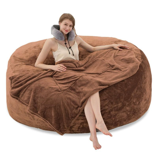 6FT Giant Bean Bag Chairs for Adults，Bean Bag Chair with Filler Included，Puff Chair，Memory Foam Chair，Living Room Furniture, Suitable for Indoor Balcony Games and Leisure Chairs (Coffee Colour, 6FT)