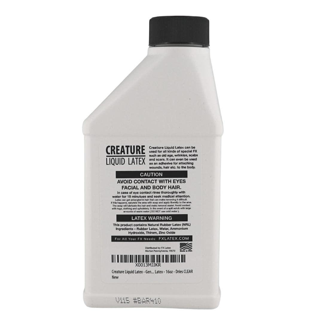 16oz - CLEAR - Creature Liquid Latex, General Purpose Professional Special Effects Liquid Latex