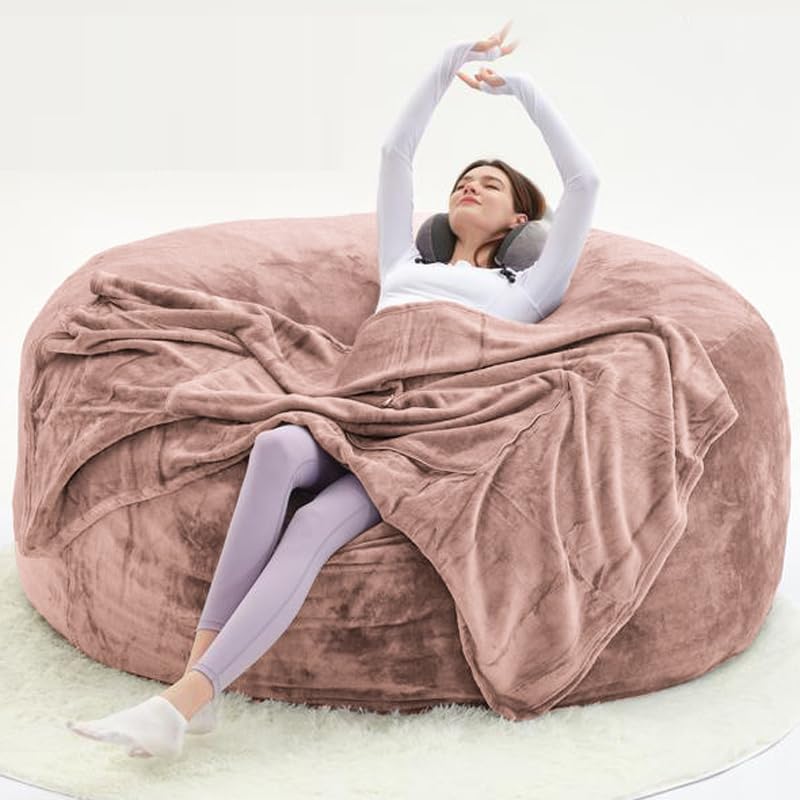5FT,Big Bean Bag Chairs for Adults，Bag with Filler Included，Comfortable and Soft Plush ，Memory Foam Bean Bag,Oversized Bean Bag,Read Chair Suitable for Living Room and Bedroom (Black, 5 Foot)