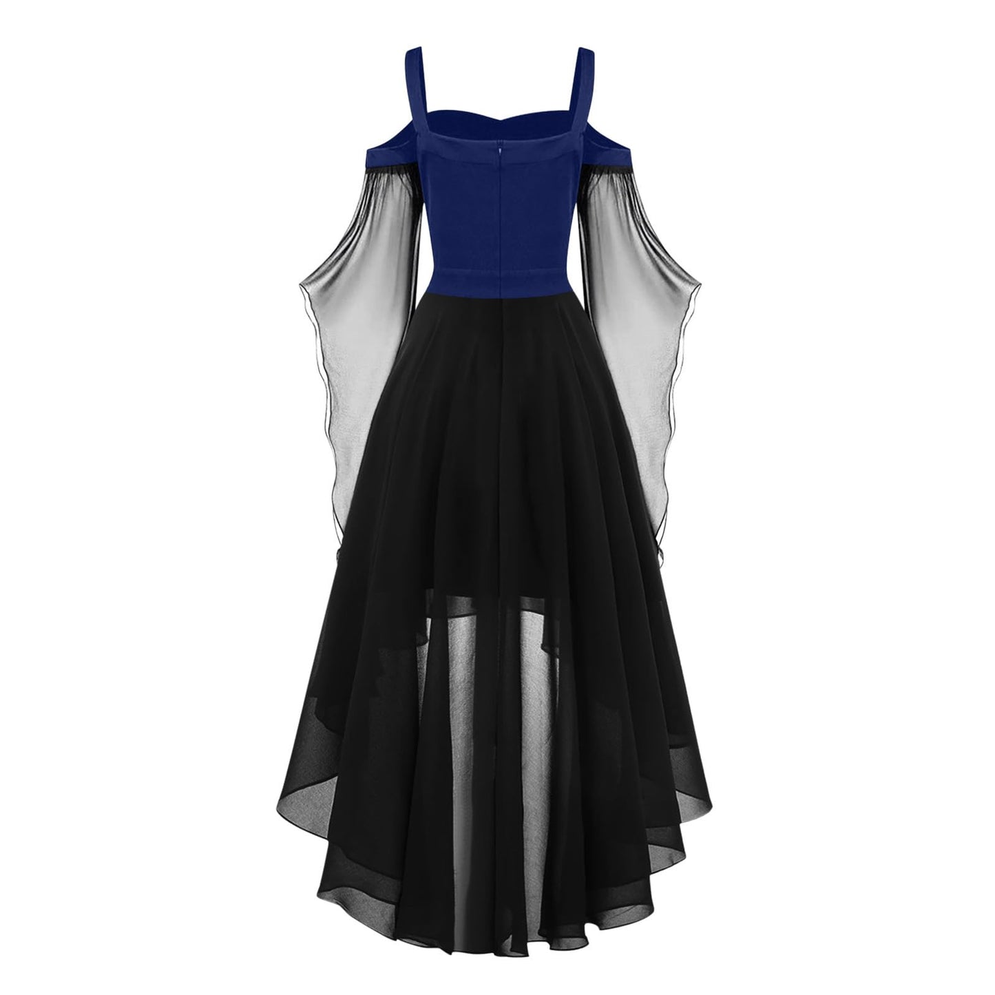 Women Witch Dress Renaissance Medieval Vampire Costume Halloween Cosplay Butterfly Sleeve Mesh Gothic Dress