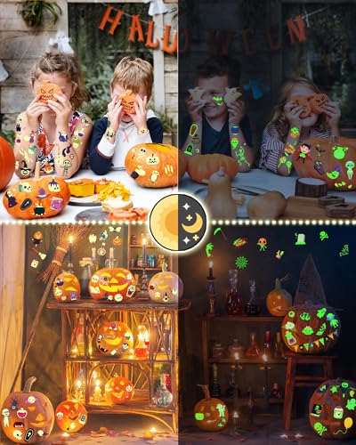 500 Styles Luminous Halloween Tattoos Party Favors for Kids, Halloween Temporary Tattoos Stickers Goodie Bag Stuffers Gifts Treats for Party Supplies