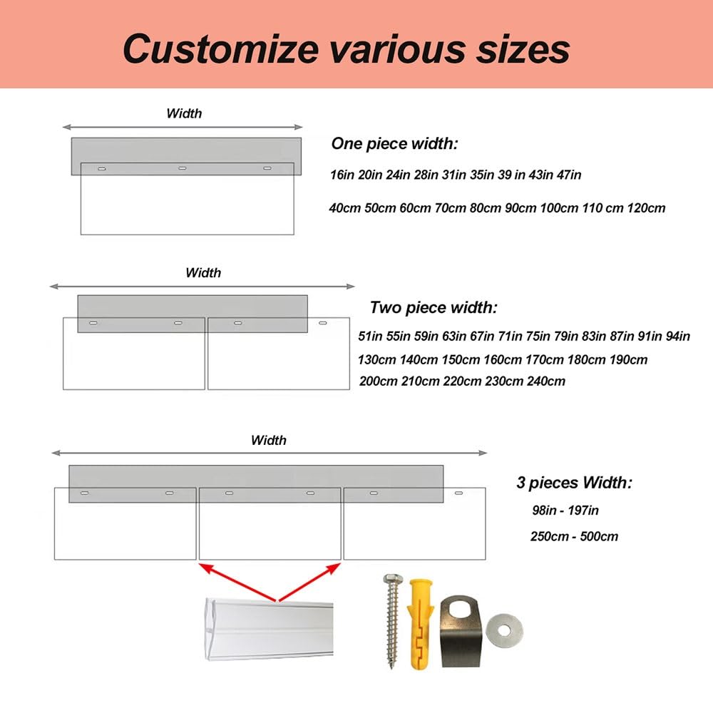 Width 16" 31" 39" 47" 94" Window Awning Clear Polycarbonate Cover Exterior Door Canopy for Porch Patio Roof Rain Shelter 14" Depth